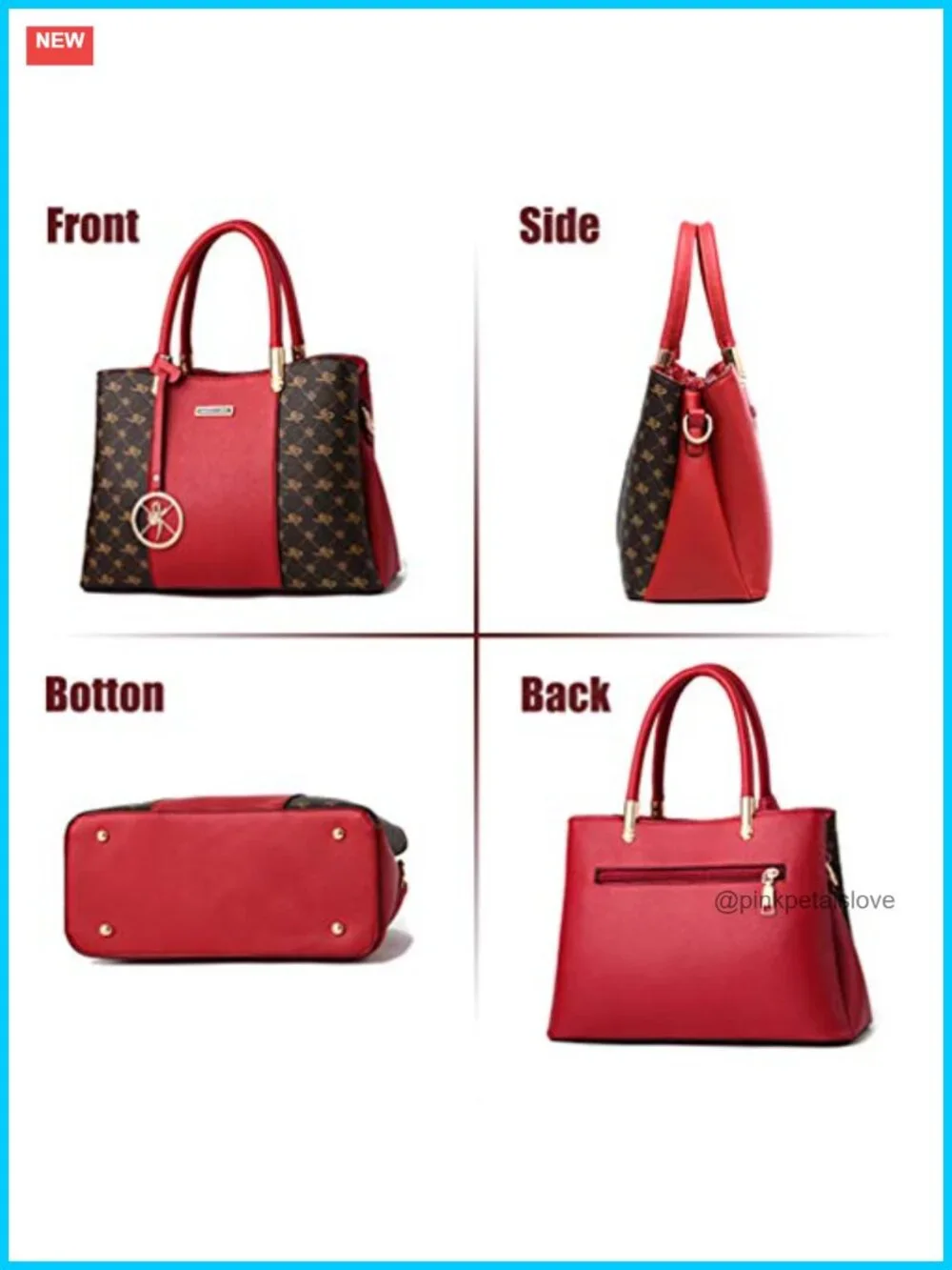 PU Leather Satchel Top Handle Shoulder Bag Tote Messenger Crossbody